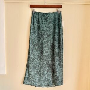 a new day green snake skin print Patterned Midi Skirt satin like material